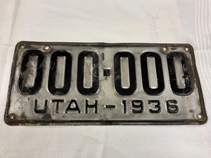 1936 Utah Nummernschild - 000-000 Muster - Bild 1 von 4
