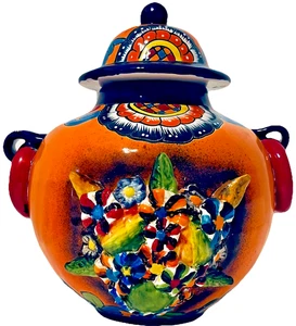 Urna de cerámica mexicana Talavera bote jengibre tarro grande arte popular cerámica - Imagen 1 de 10