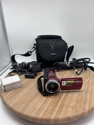 Sony Handycam DCR-SR47 Red Digital Video Camera Camcorder 60x Zoom 60GB - Tested - Image 1 of 4