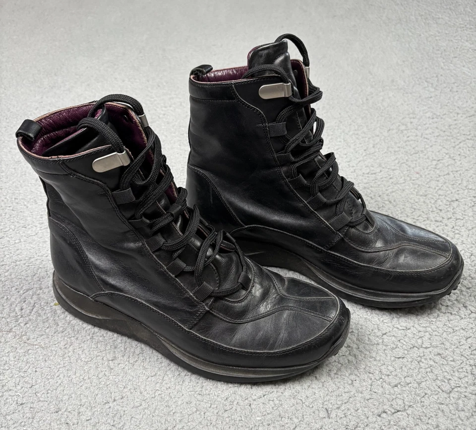 Nicole Brundage Run To Me Combat Boots Womens Size 37 Leather Lace Up Lug Sole - Image 1 of 4