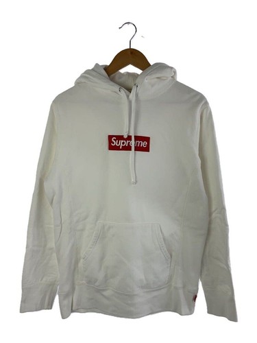 Supreme Felpa con Cappuccio Box Logo Cappuccio M Cotone Bianco Tinta Unita Usata