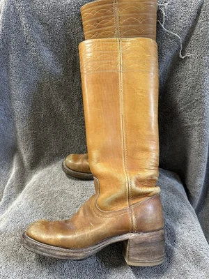 Vtg 70s FRYE  Campus Boots 5 B Women's USA Made Black Label EUC - Image 1 of 4