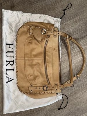 Auténtico Bolso de Hombro Hobo Furla Whipstitch Cuero - Tostado/Coñac - Hecho en Italia Foto 1 de 4