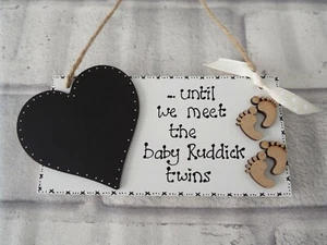 Chalkboard Countdown to Twins Birth plaque/sign gift Can be Personalised - Picture 1 of 10