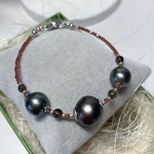 Armband mit Tahiti Zuchtperle, Granat, 18,5 cm Lang - Bild 1 von 2