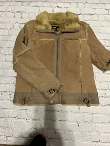  Suede Leather, Sterling Fur PennyLane Bomber Full Zip Comfort Biker Short Xl - Picture 1 of 7
