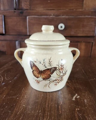 Vintage Treasure Craft Butterfly Canister with Lid Cottagecore 1970's Kitchen - Image 1 of 4