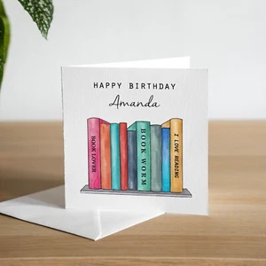 Personalised Book Lover Birthday Card Bookworm Bday Gifts Book Club Librarian - Picture 1 of 3