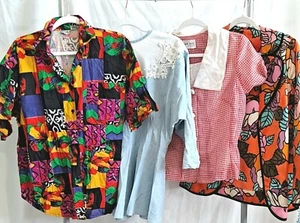 Vintage 1980er Blusenpaket Ingwerwurzel korkig Craig Jan Sue Blumen Chambray Gingham - Bild 1 von 12