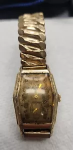 Elgin Vintage 10k Gold Filled 15 Jewel Manual Wind Art Deco Wrist Watch - Picture 1 of 8