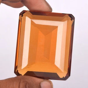 Citrine Emerald Cut Lab Created Loose Gemstone, Faceted 125.5 Ct Yellow Citrine - Picture 1 of 5