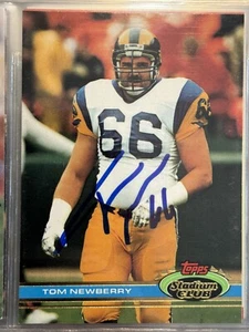 1991 Stadium Club #54 Tom Newberry Los Angeles Rams Signed Auto NFL Card - Bild 1 von 2