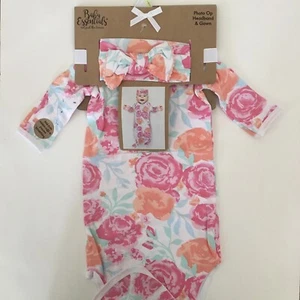 NUOVO Baby Essentials 0-3M abito neonato annodato e fascia floreale set regalo - Foto 1 di 5