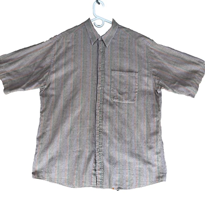 Vintage Jhane Barnes Men's Size L Beige Striped Cotton Casual Shirt - Image 1 of 4