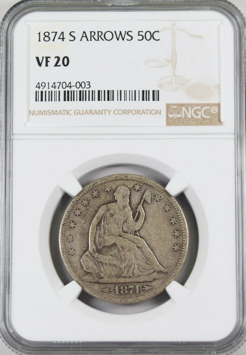 アメリカ合衆国 リバティ Circulated 1874 Year Seated Liberty US Half Dollars (1839-1891