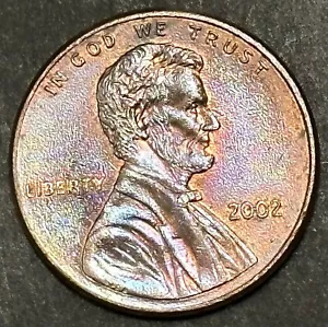 2002-P LINCOLN MEMORIAL CENT - REGENBOGENFARBENE MÜNZE MIT SCHÖNEN DETAILS - Bild 1 von 2