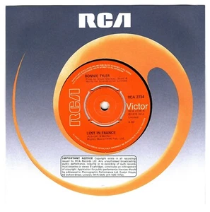 BONNIE TYLER - 'Lost In France' 7" 45rpm RCA Records VG/M 1976 (RCA 2734) - Picture 1 of 4