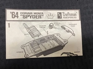 AMT '64 Corvair Monza Spyder Craftsman Series #4754 Instructions Original Chevy - Picture 1 of 2