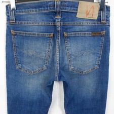 NUDIE JEANS TIGHT LONG JOHN BRIGHT BLUE W26 L34 MEDIUM DENIM ORGANIC SLIM FIT