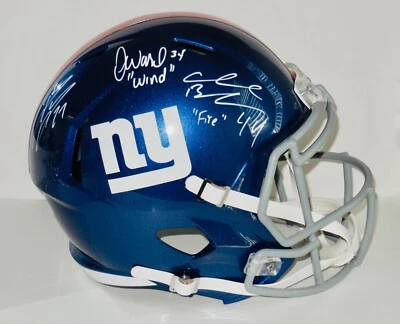 JACOBS, BRADSHAW, & WARD AUTOGRAPHED FULL SIZED FOOTBALL HELMET (GIANTS) - PSA! - Imagem 1 de 4