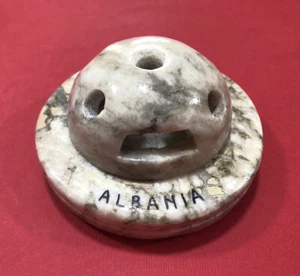 NEW HANDCRAFT ALBANIAN PEN HOLDER BUNKER DESK OFFICE-ALABASTER-COMUNISM SOUVENIR - Picture 1 of 9