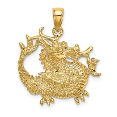14K Yellow Gold 2-D Textured Dragon Charm - Image 1 of 4