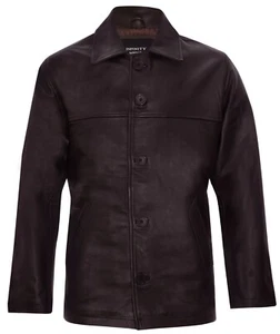 Hommes Marron Classique Cuir Boite Veste Analine Vache Hide Rétro - Picture 1 of 4