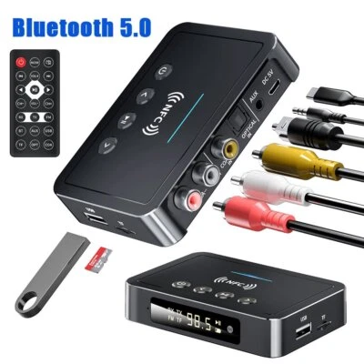 Ricevitore Bluetooth 5.0 Trasmettitore Ricevitore NFC Adattatore HiFi 3,5mm AUX FM 2RCA - Immagine 1 di 4