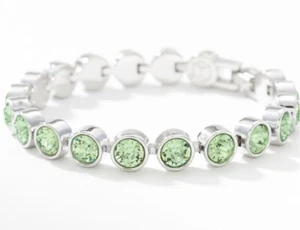 💎Touchstone Crystal Bracelet Emerald Peridot 7 1/4” Rhodium New - Picture 1 of 8