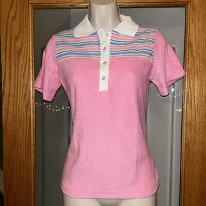 Paddle and Saddle Vintage Womens Top Polo Short Pink Terry Cloth New NWT - Picture 1 of 6