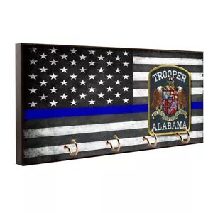 50 Staaten Polizei Staatstruppen Patch Design Holz Schlüssel Aufhänger Hundeleine Halter - Bild 1 von 10
