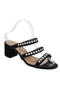 Mules Aquazzura donna tacco a blocco impreziosito da perle nero taglia 8 - Foto 1 di 5