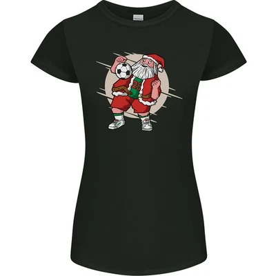 T-Shirt Femme Santa Noël Football Xmas Coupe Petite - Photo 1/3