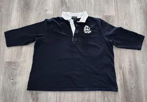 Polo Ralph Lauren Vintage Rugby Größe 2X schwarz/weiß Gummiknopf 3/4 Ärmel - Bild 1 von 9