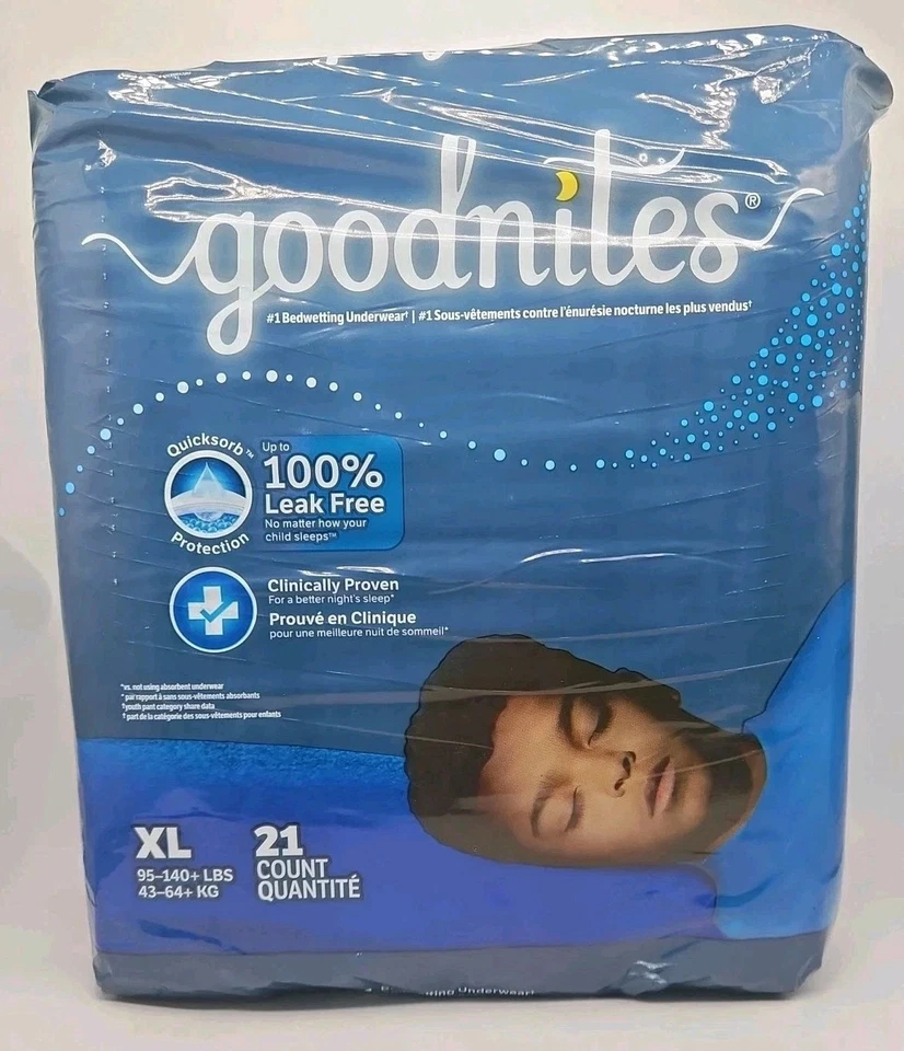 Paquete de 2 - Ropa interior Goodnites Bedtime para niños XL 42 cada uno, 95 a 140 libras Foto 1 de 1