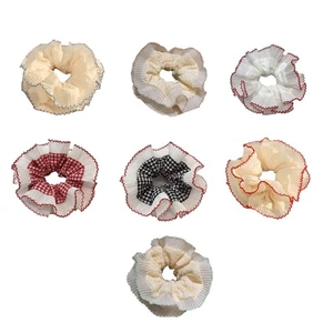 French Lace Trim Scrunchies Big Buns Hair Scrunchy Elegant Hair Tie All Matching - Picture 1 of 15