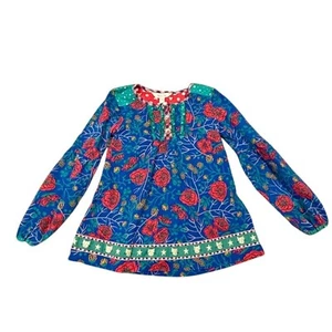 Matilda Jane Girls Size 6 Blue Floral Long Sleeve Tunic Top Casual - Picture 1 of 6