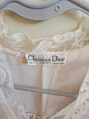 Christian Dior Vintage Pink Satin and Lace Long Sleeve Nightgown Size M - Image 1 of 4