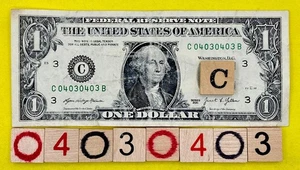 Quad Repeater 4 Digit Double  0403 0403 Fancy Serial Number One Dollar Bill 2021 - Picture 1 of 8