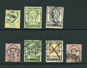 Siam 8 stamps with cancellations incl. Kedah - Picture 1 of 2