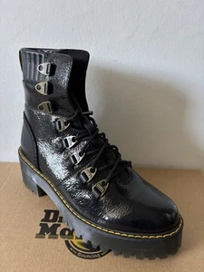 STIVALI CON TACCO DR MARTENS NERI LAURENNE INVECCHIATI VERNICE MISURA UK 9 EU 43 - Foto 1 di 6