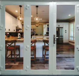 ALUMINIUM BIFOLD DOORS 3 PANEL, NEW 2410 x 2100h, WHITE, 1L/2R, IN STOCK - Picture 1 of 9