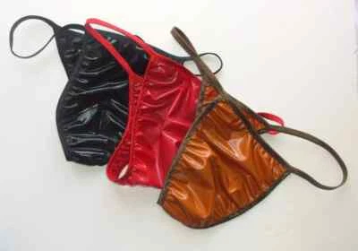 Tanga de biquíni masculina Rio String BORRACHA LÁTEX CORES GELATINOSAS BRILHANTES FETICHE EXÓTICO EXÓTICO - Imagem 1 de 4