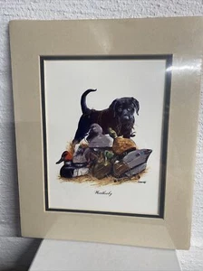 Weatherby by Phillip Crowe - hunting black lab dog 8” X 10” Matted Print Signed - Picture 1 of 6