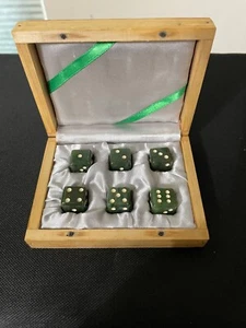 Set of 6 Genuine Natural Canadian Nephrite Jade 15mm Dice in Original Box - Picture 1 of 10