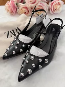 ZAPATOS ZARA TACHONADOS TACÓN GATITO PUNTA PUNTA HONDA ESPALDA UK 4 37 US 6 REF 1214/510 - Imagen 1 de 24