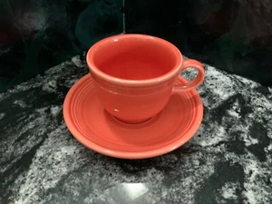 Orange Fiestaware Homer Laughlin China Co.Tea Cup and Saucer Set Fiesta New - Picture 1 of 7