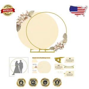 Durable Metal Round Balloon Arch Stand with Washable Beige Covers for Parties - Picture 1 of 9