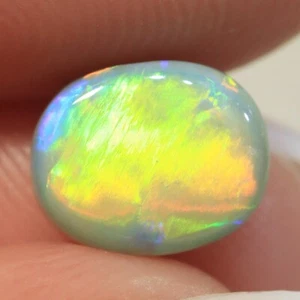 1.77ct Polished Lightning Ridge Opal - 7 x 9mm Natural Solid Dark Opal Cabochon - Picture 1 of 6