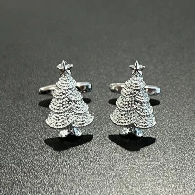Christmas Tree Cufflinks For Men Birthday Wedding Gift Winter Holiday Cufflink - Image 1 of 4